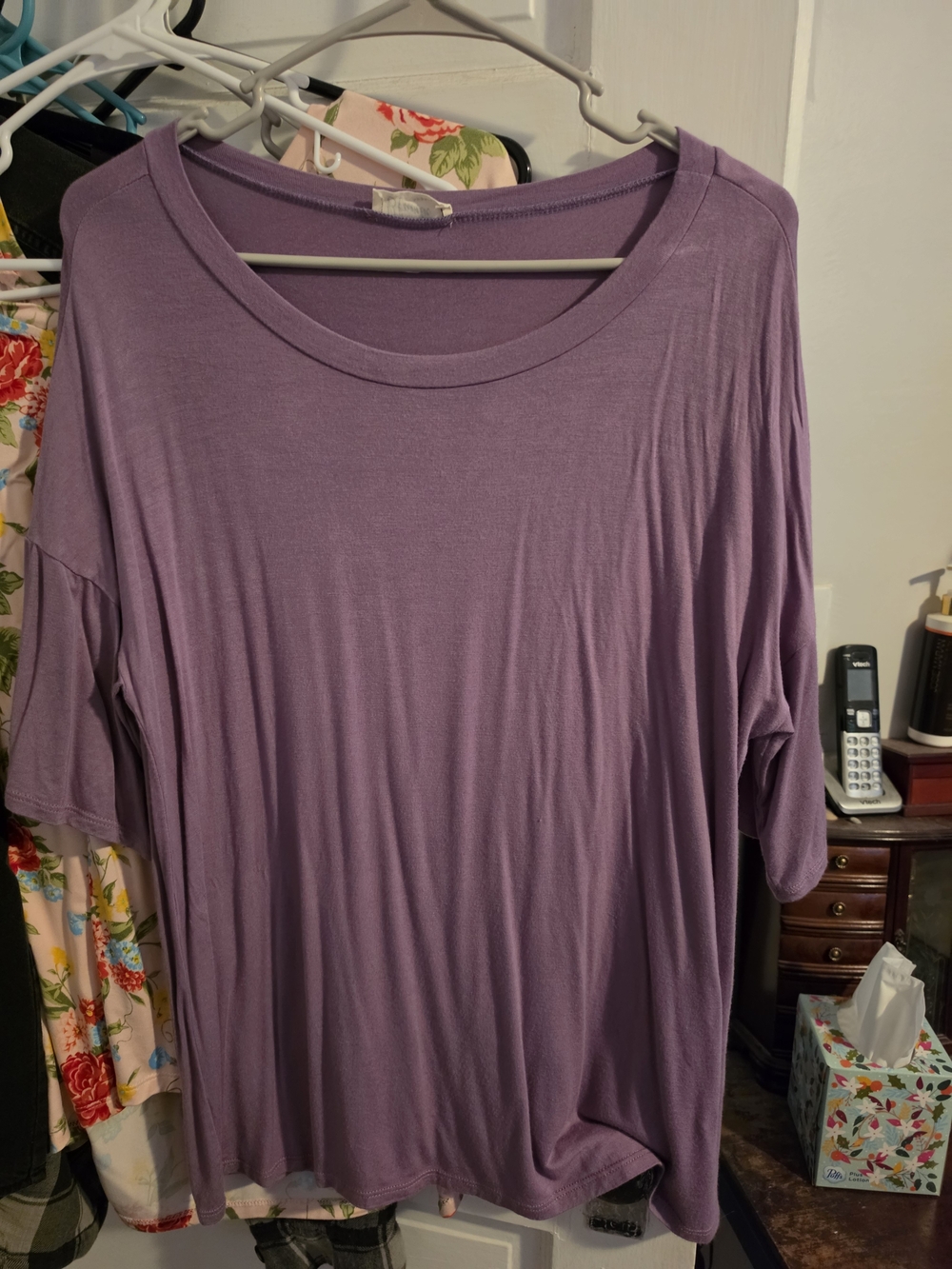 Relaxed Lavender Short Sleeve Women's Top